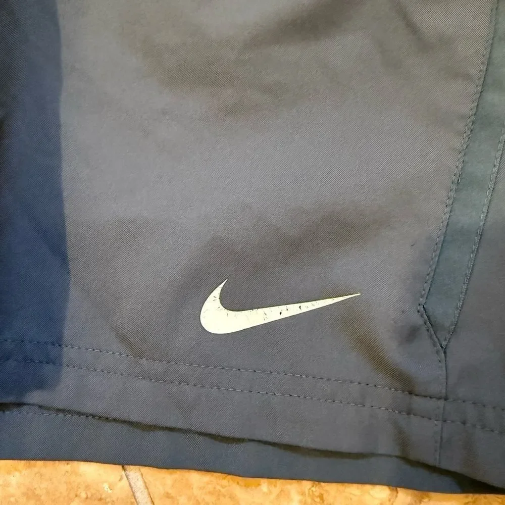Nike Dark Blue Gym Shorts with White Swoosh